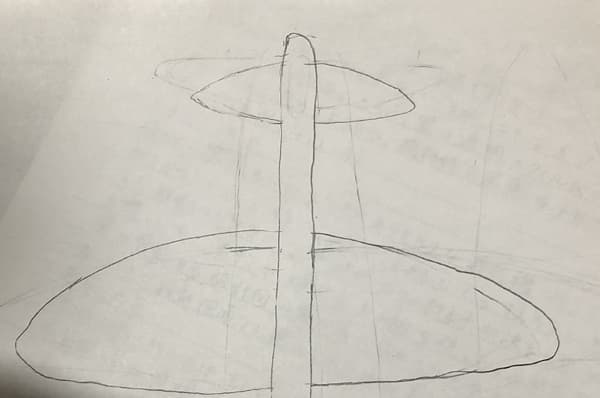 トビウオをイメージして設計した飛行体のイラスト。
